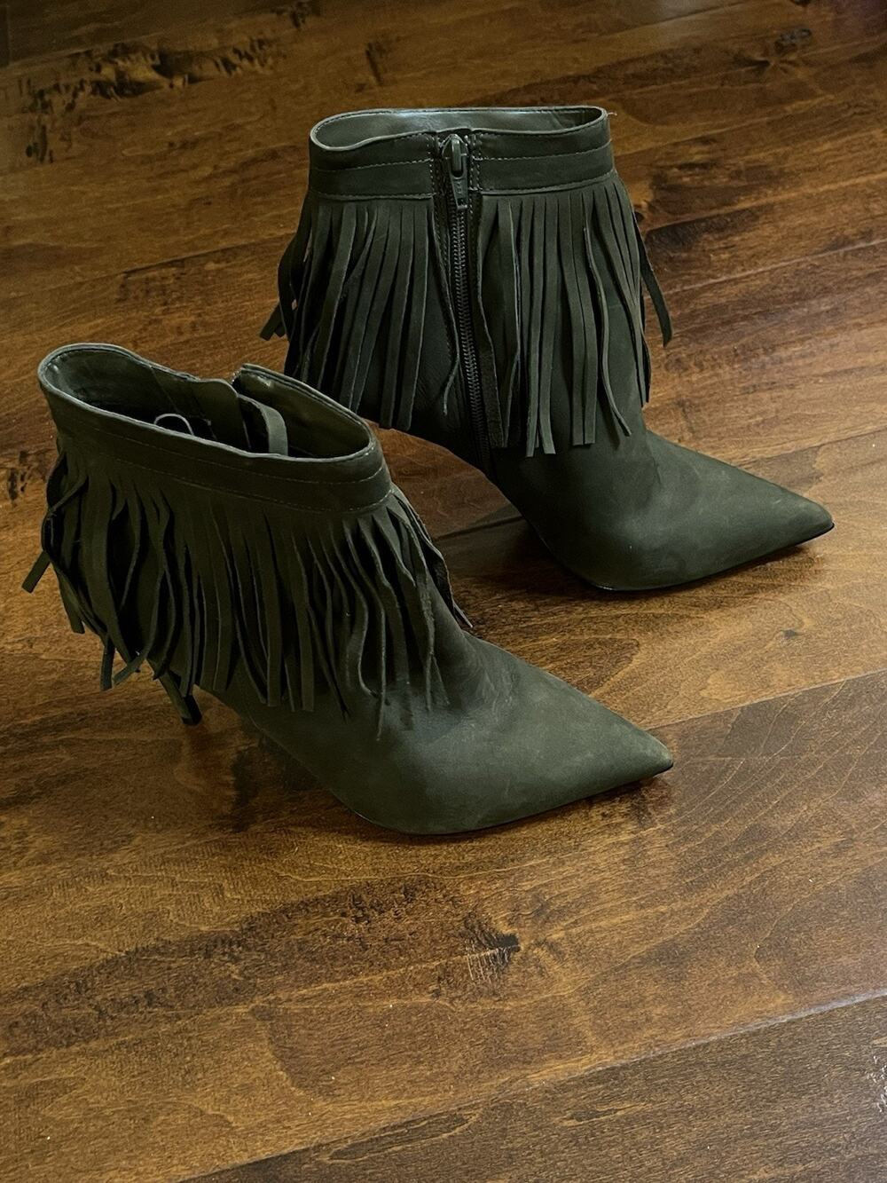 Aldo Boots Womens Size 10 Army Green with Fringe